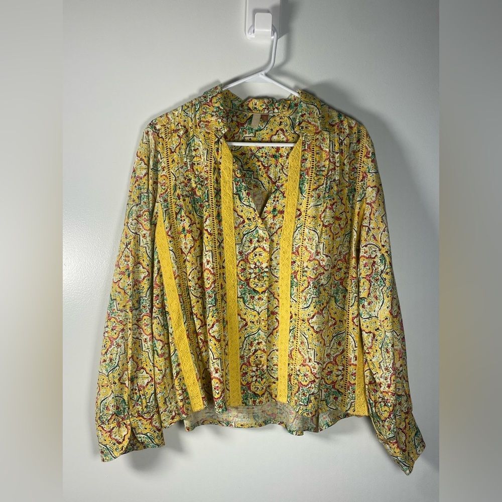 Pilcro Yellow and Pink Floral Top